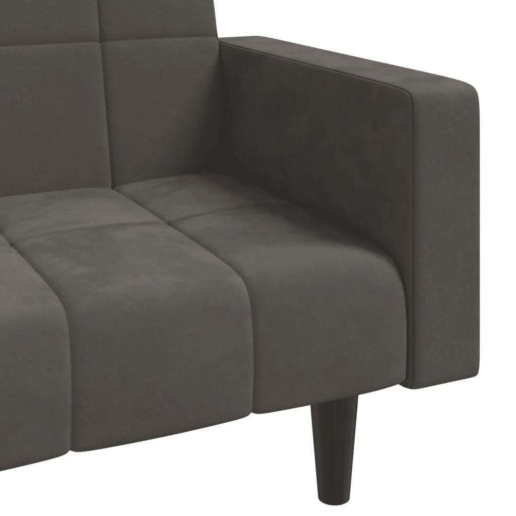 Divano letto | Sof¨¤ letto | Letto singolo a 2 Posti con 2 Cuscini Grigio Scuro in Velluto