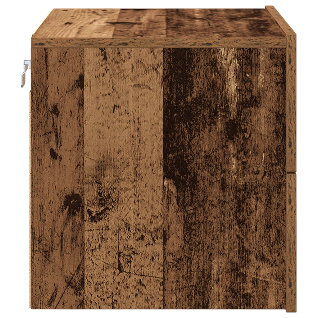 Comodini con luci LED 2 pz da appendere a muro in legno antico