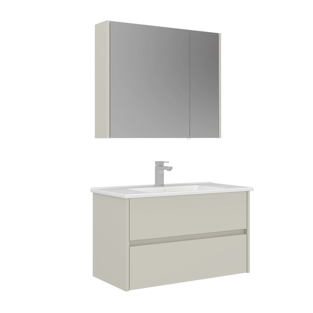 Set mobile lavabo con specchio (2 pezzi) "Arno 85" - 85 x 45 x 52 cm - Cashmere