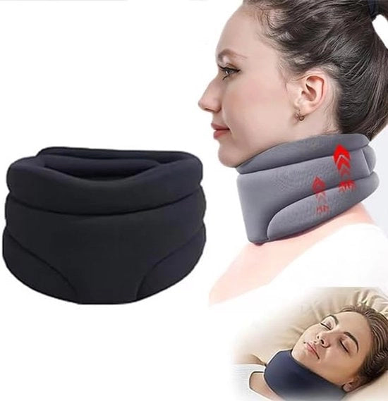 Sostegno Cervicale - Correzione Posizione Avanti - Prevenzione Ronzio - Sostegno Cervicale Nera morbida per Uomini e Donne - Supporta il Cervicale - Sostegno Universale per Capo, Regolabile e Lavabile = Nero