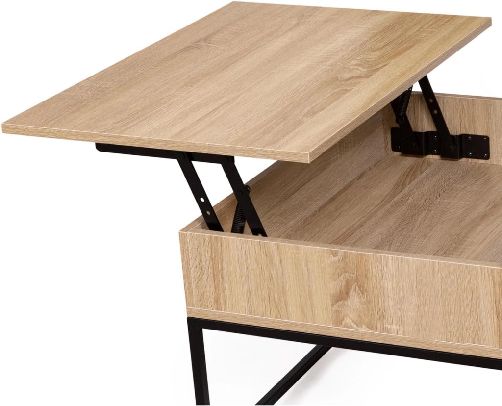 Tavolino quadrato con piano sollevabile DETROIT design industriale