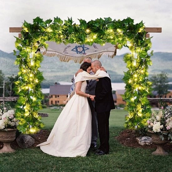 Ivy Nepwijnstokken Kunstmatige Klimop 5M con 50 LED-lichtsnoer Bladeren Muurdecorazione Piante a Spago Viti per Camera Giardino Ufficio Matrimonio Decorazione per Muro