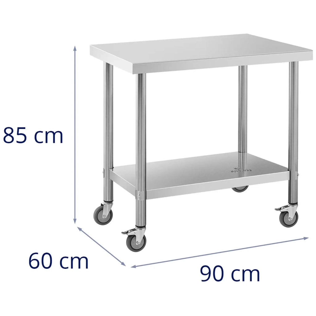 Tavolo da lavoro professionale da cucina Premium 60 x 90 cm 145 kg acciaio inox 14_0010023