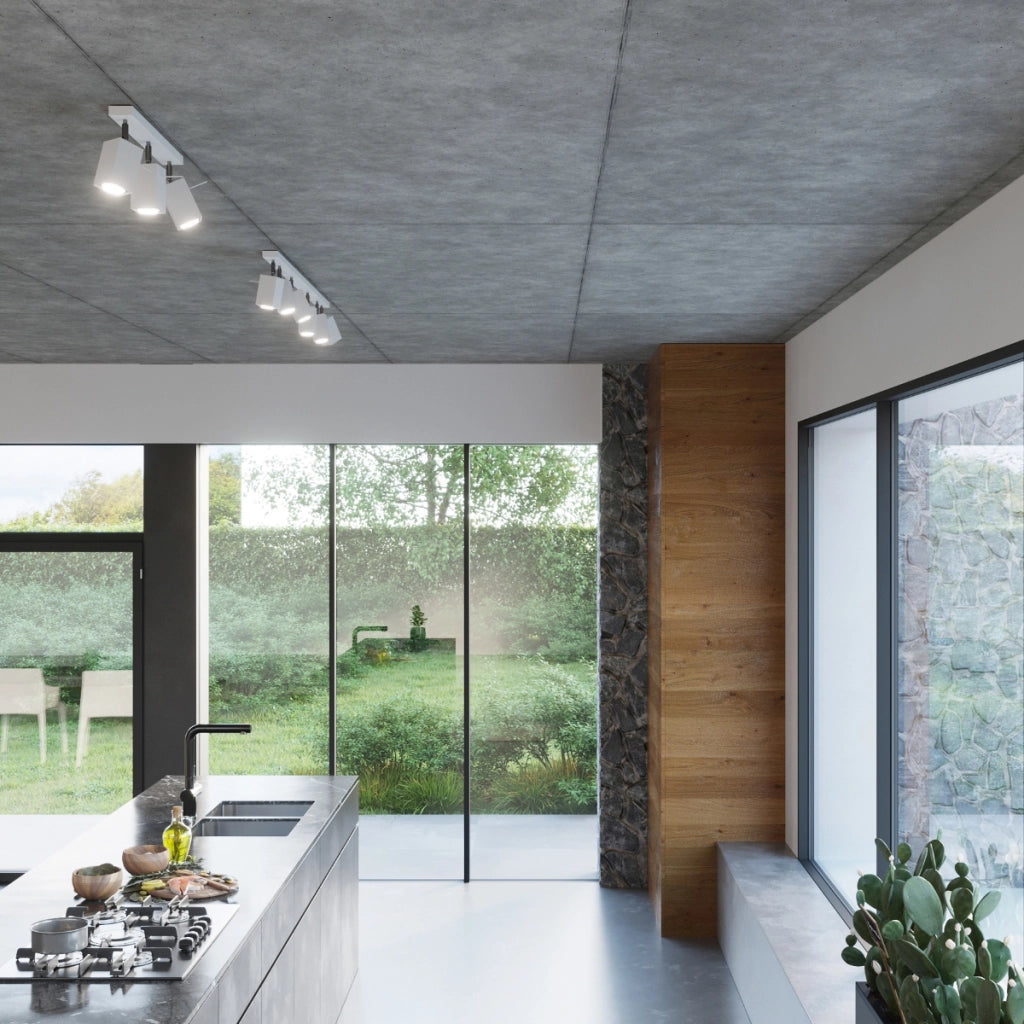 Lampada GU10 orientabile in acciaio stile industriale MERIDA a 3 luci, bianca