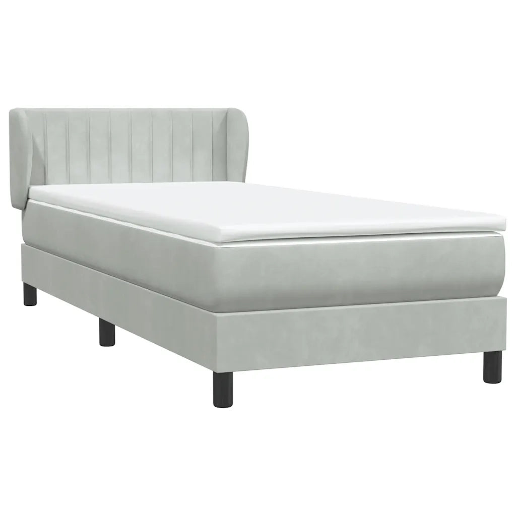 Giroletto a Molle con Materasso Grigio Chiaro 80x220 cm Velluto 3317715