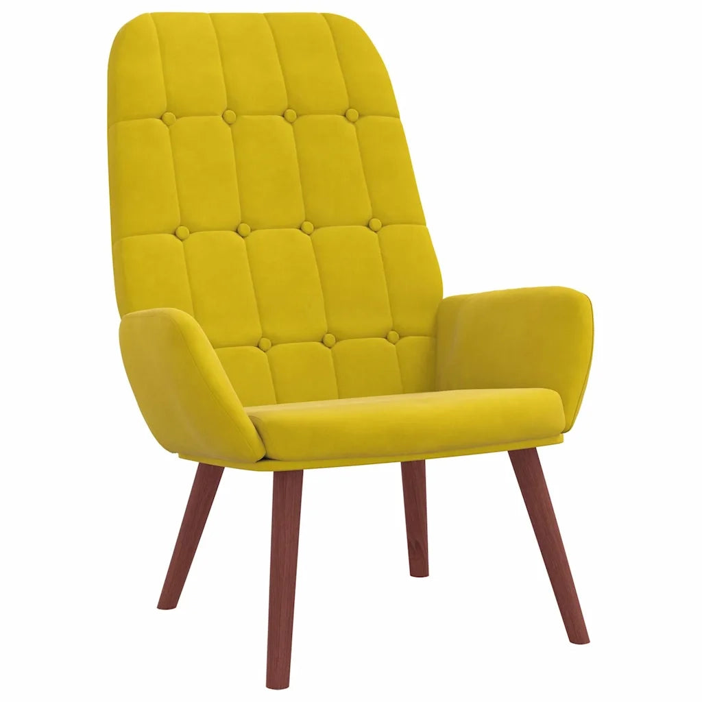 Divano Sedia-Poltrona Relax con Poggiapiedi Giallo in Velluto 680862