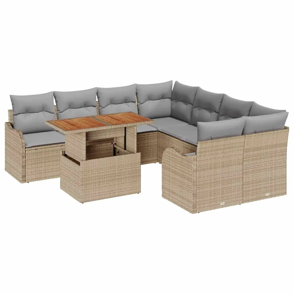 Set Divano da Giardino con cuscino 7 pcs beige e grigio chiaro