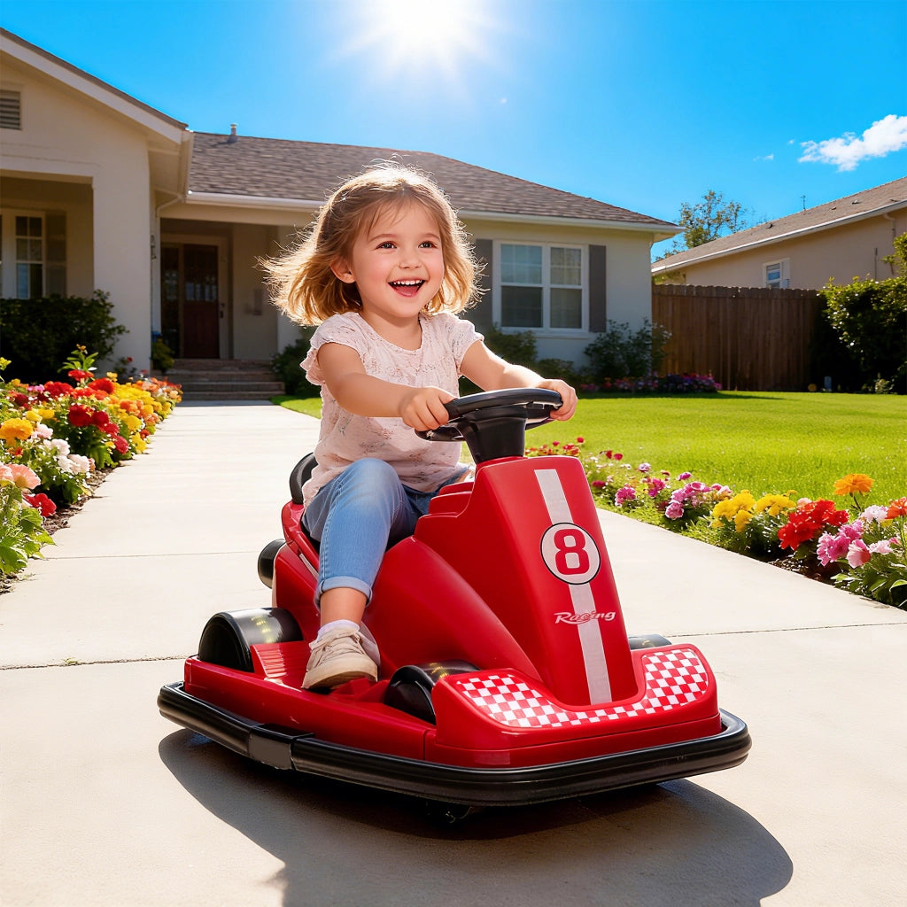 Auto Elettrica Bambini 6V con Rotazione 360' ¨C zephmum ¨C 74x53x48cm Rosso