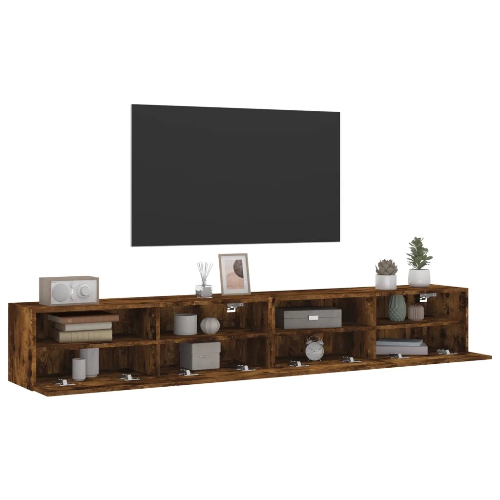 Mobili TV Parete 2pz | Armadietto TV | Mobile Porta TV Rovere Fumo 100x30x30 cm Legno Multistrato