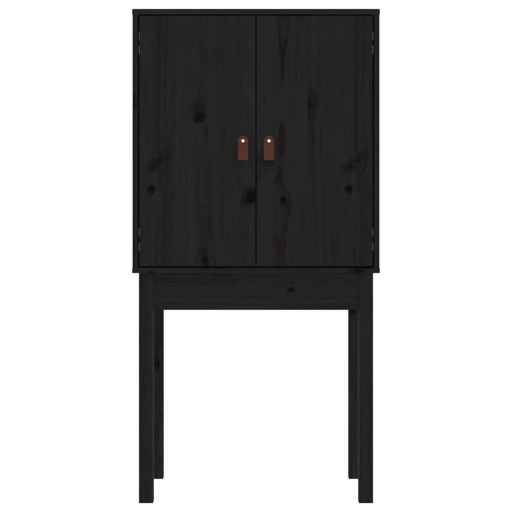 Credenza Nera 60x40x120 cm in Legno Massello di Pino