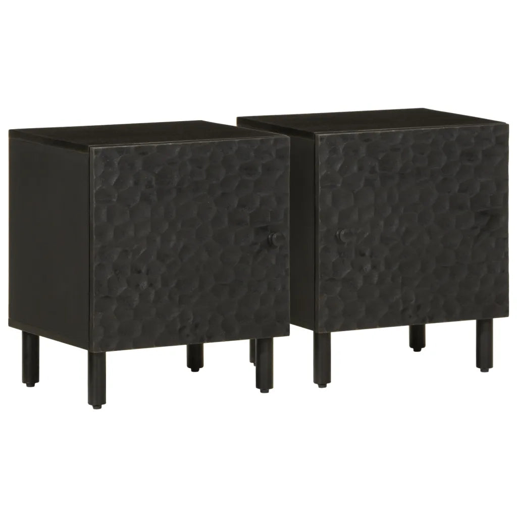Comodini 2pz Neri 40x33x46 cm in Legno Massello di Mangocod mxl 90615