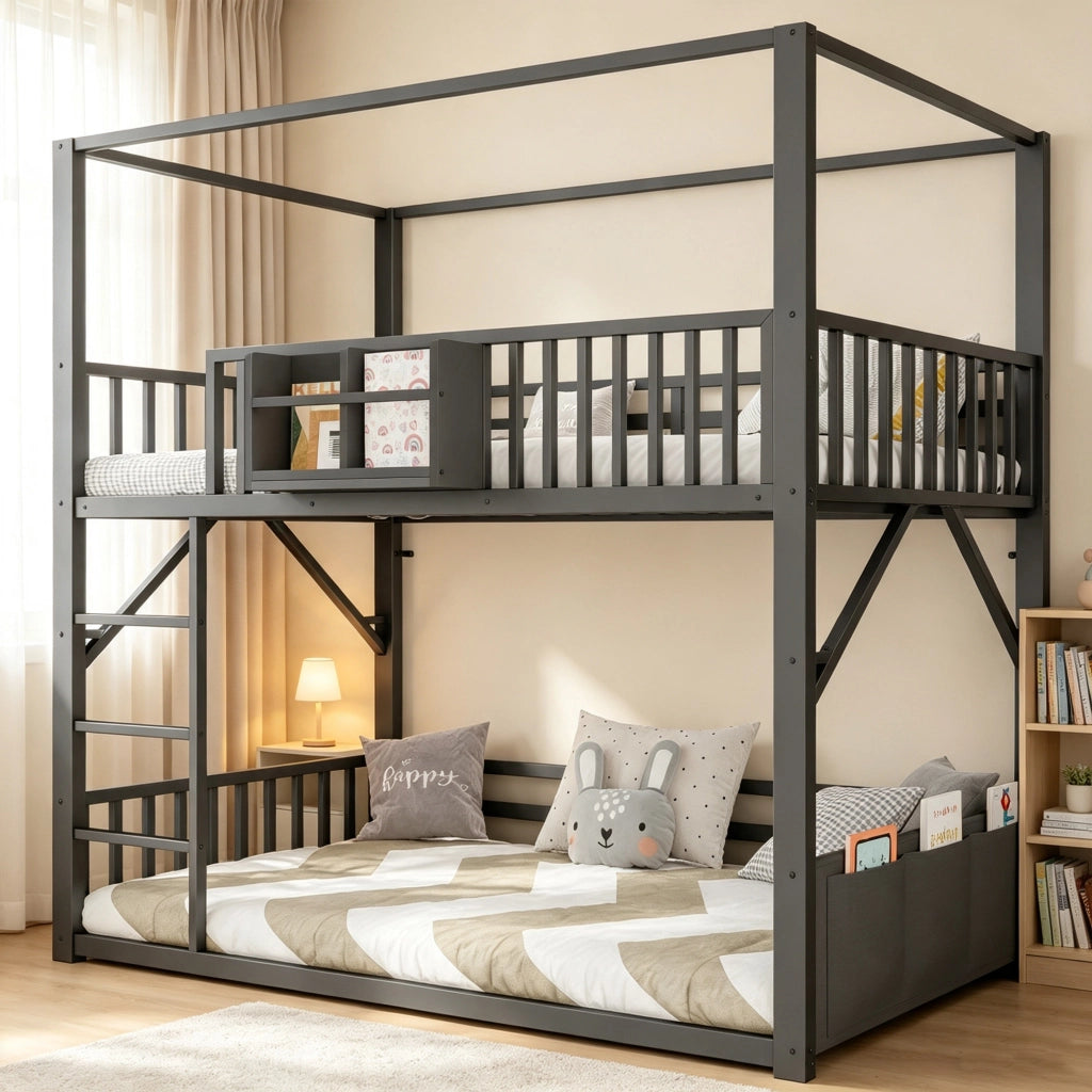 Letto a castello per bambini ¨C Minimal ¨C Nero metallo 90x200 cm