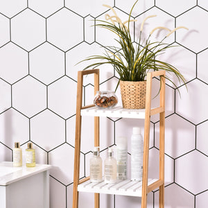 Scaffale Bagno 4 Ripiani Autoportante 35x36x138,5 cm in Legno Bianco