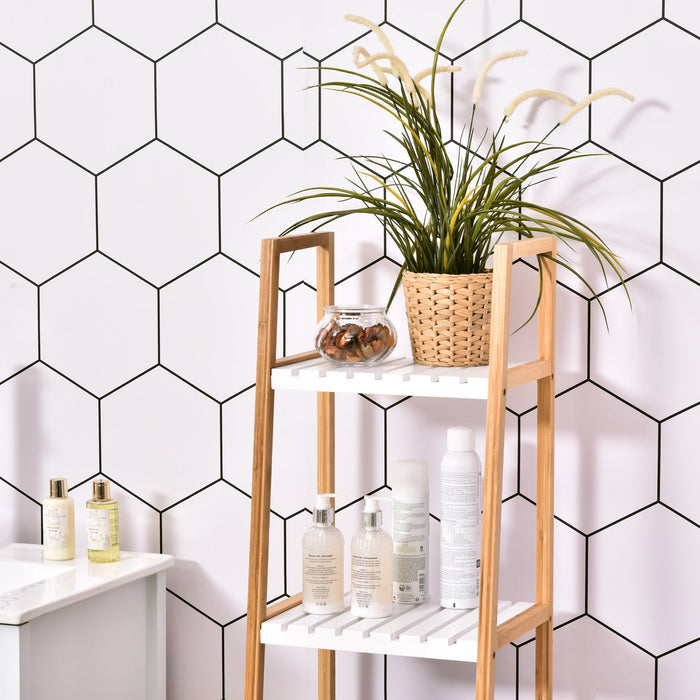 Scaffale Bagno 4 Ripiani Autoportante 35x36x138,5 cm in Legno Bianco