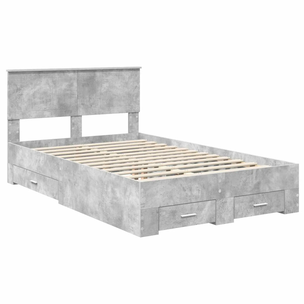 Struttura del letto con testiera Grigio cemento 120 x 190 cm