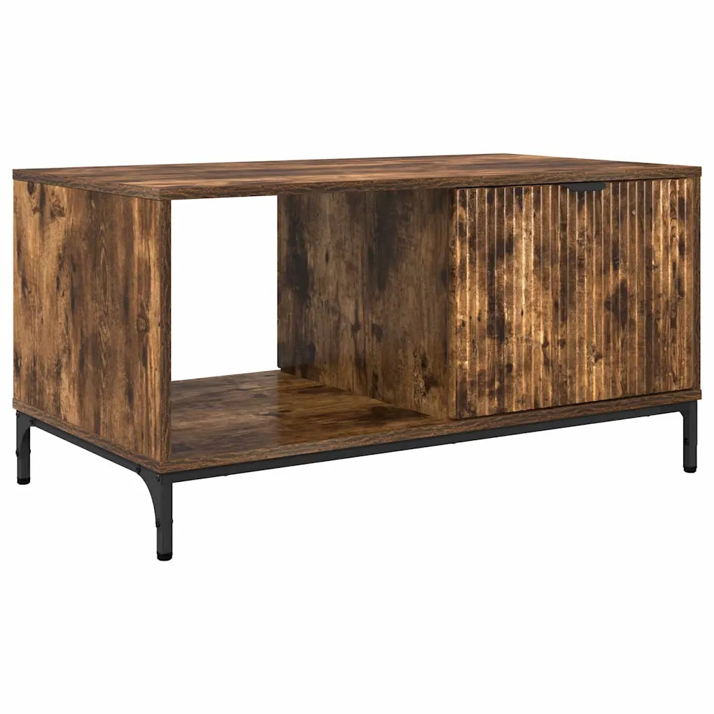 Tavolino da salotto | Tavolino da caff¨¨ | Tavolino da Soggiorno con cassetto Rovere fum¨¦ 90 x 49 x 46 cm