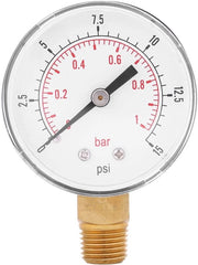 Drukmeter Portatile per Gas, Olio e Acqua, 0-15 Psi, 0-1 Bar, in Metallo, Confortevole da Utilizzare, affidabile e duraturo