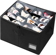 Cassettiere per scarpe - Adatto per un massimo di 16 paia di scarpe - Grande cassettiera per scarpe - Con pannelli e coperchio - Spaziale - Con maniglia - 53*42*33 cm - Nero