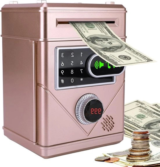 Cassa di risparmio elettronica con musica - Touchscreen gestione cassaforte - Cassaforte con password - Risparmio per bambini (rosa oro)