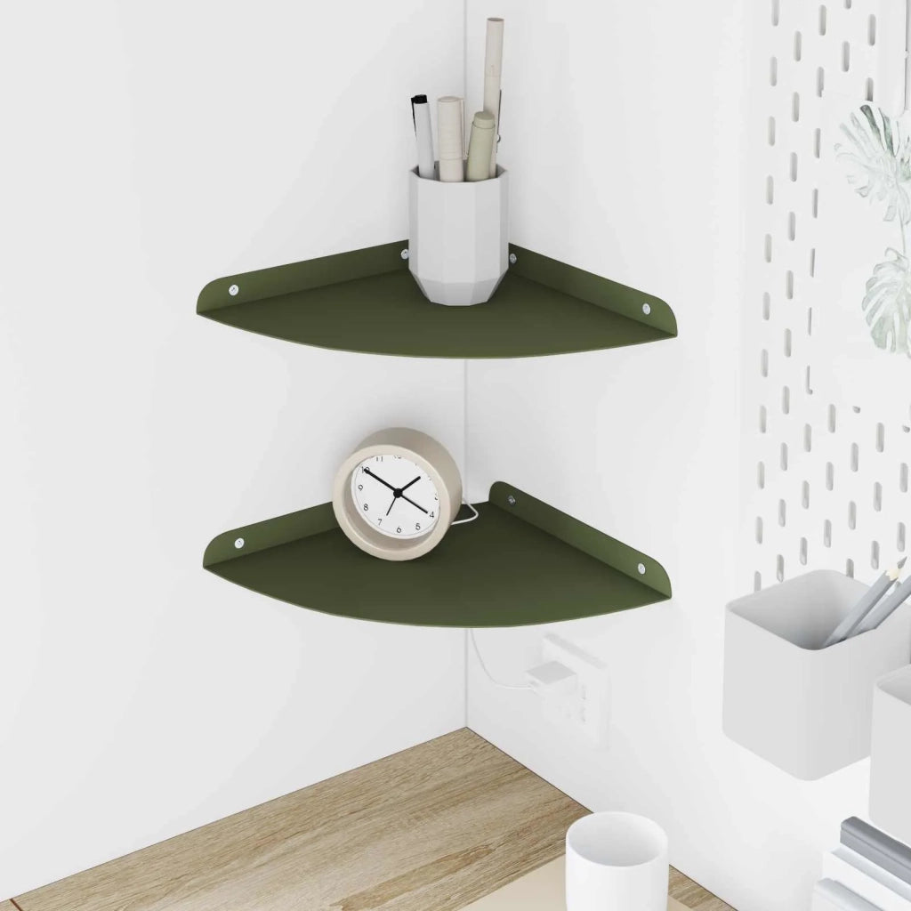2 pz Mensola | Ripiano | Scaffale sospesa Verde oliva 24 x 24 x 2 cm