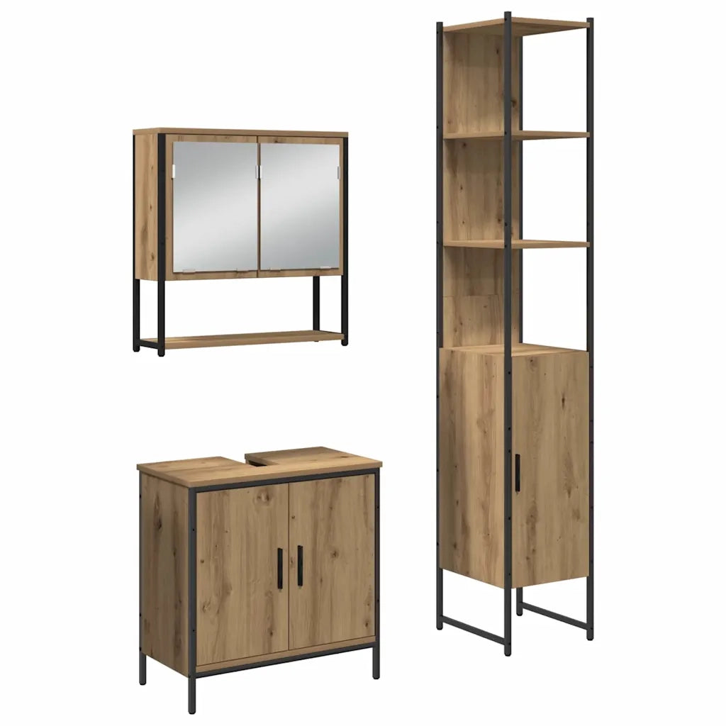 Set di mobili per il bagno 3 pcs Marrone Legno multistrato 3334361