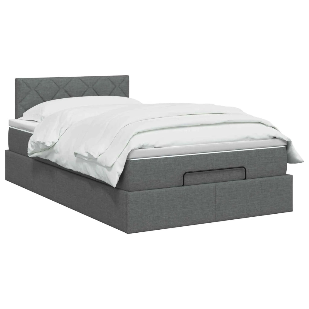 Letto Ottomano con Materasso e LED Grigio Scuro 120 x 190 cm 3458139