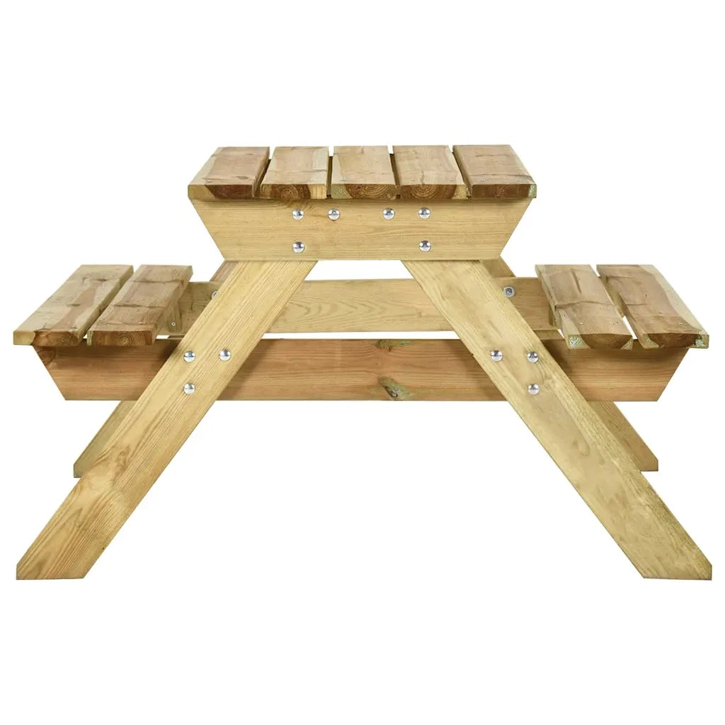 Tavolo da Picnic con Panche 110x123x73 cm in Pino Impregnato cod mxl 34529