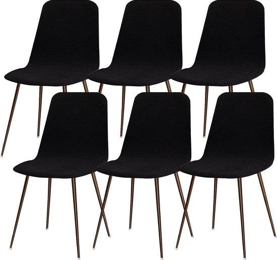 Set di copridischi, 6 pezzi, allungabile, copridischi per sedie da tavolo, universale, lavabile, stile scandinavo, copridischi per sedie da cucina, per hotel, per banchetti, diagonali, nero