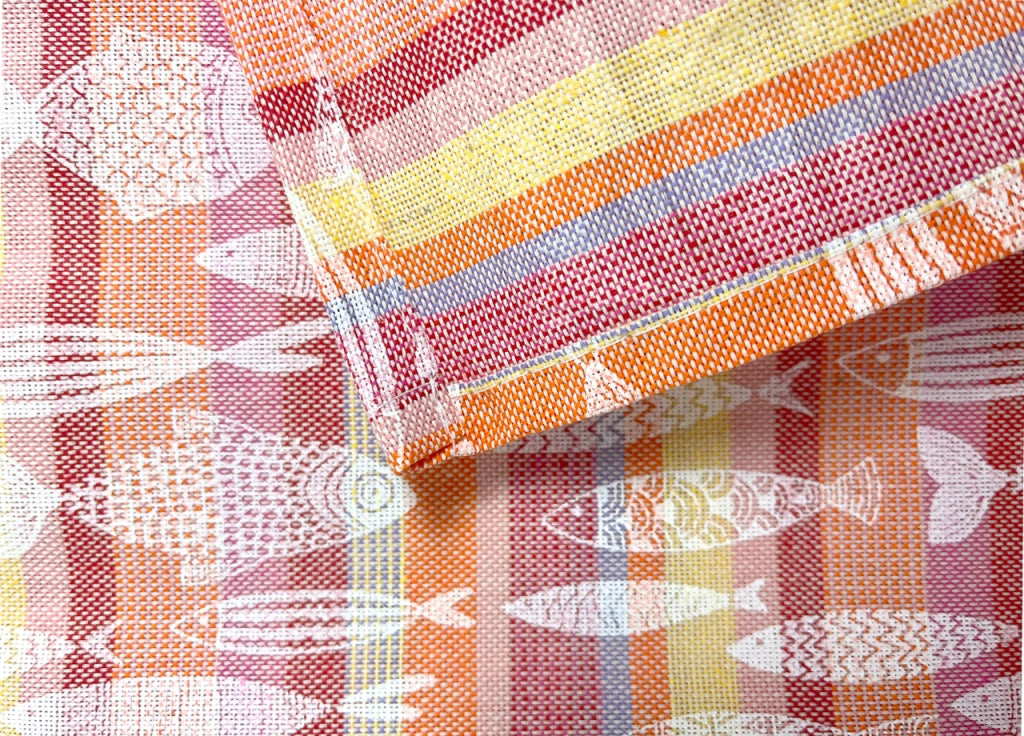 Telo Arredo Granfoulard Copritutto 100% Cotone Copriletto Multiuso Pescetti OB - 1 Piazza - Fucsia