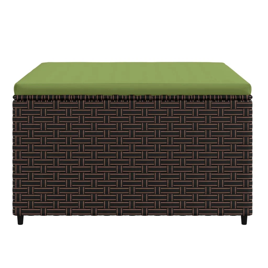 Poggiapiedi da Giardino con Cuscino in Polyrattan Marrone CFW9013694