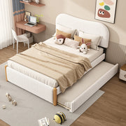 Letto 140x200 cm con letto estraibile; design minimalista; plush bianco