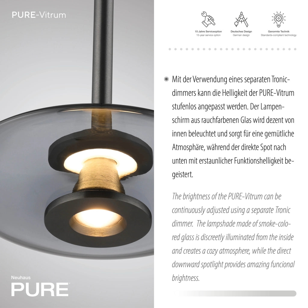 Lampada a sospensione grigia fumé Ø22 LED 10,1W Neuhaus