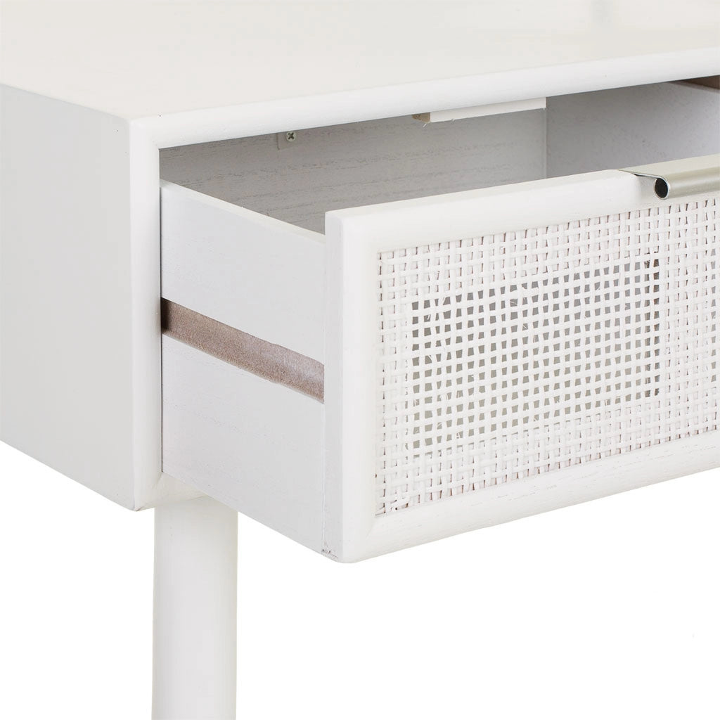 Mobile da ingresso in legno bianco e rete 80x42x79h