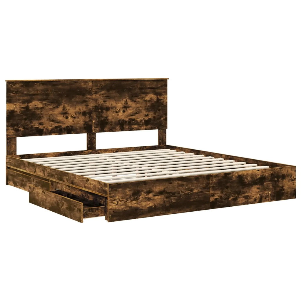 Letto con Contenitore con testiera Rovere fumé 180 x 200 cm 3409528