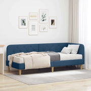 Cornice del letto ad angolo Blu 80 x 200 cm Tessuto