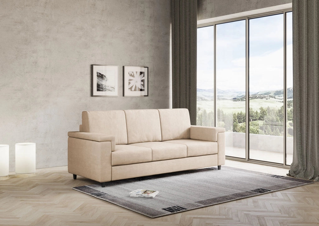 Divano 3 Posti 208x85x85 cm Marrak in Tessuto Beige