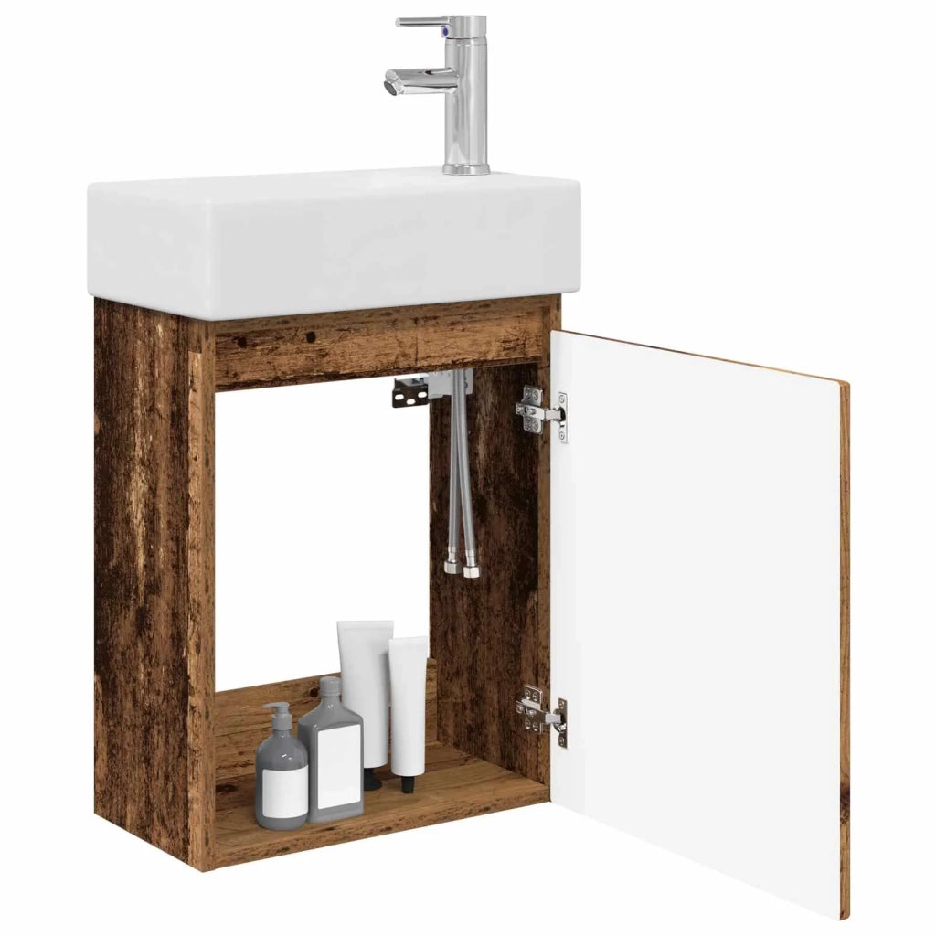Mobile bagno con rubinetto Legno antico 45,5 x 22,5 x 84 cm 889519