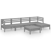 Set Divani da Giardino 6 pz | Set Salotto da Giardino in Legno Massello di Pino Grigio