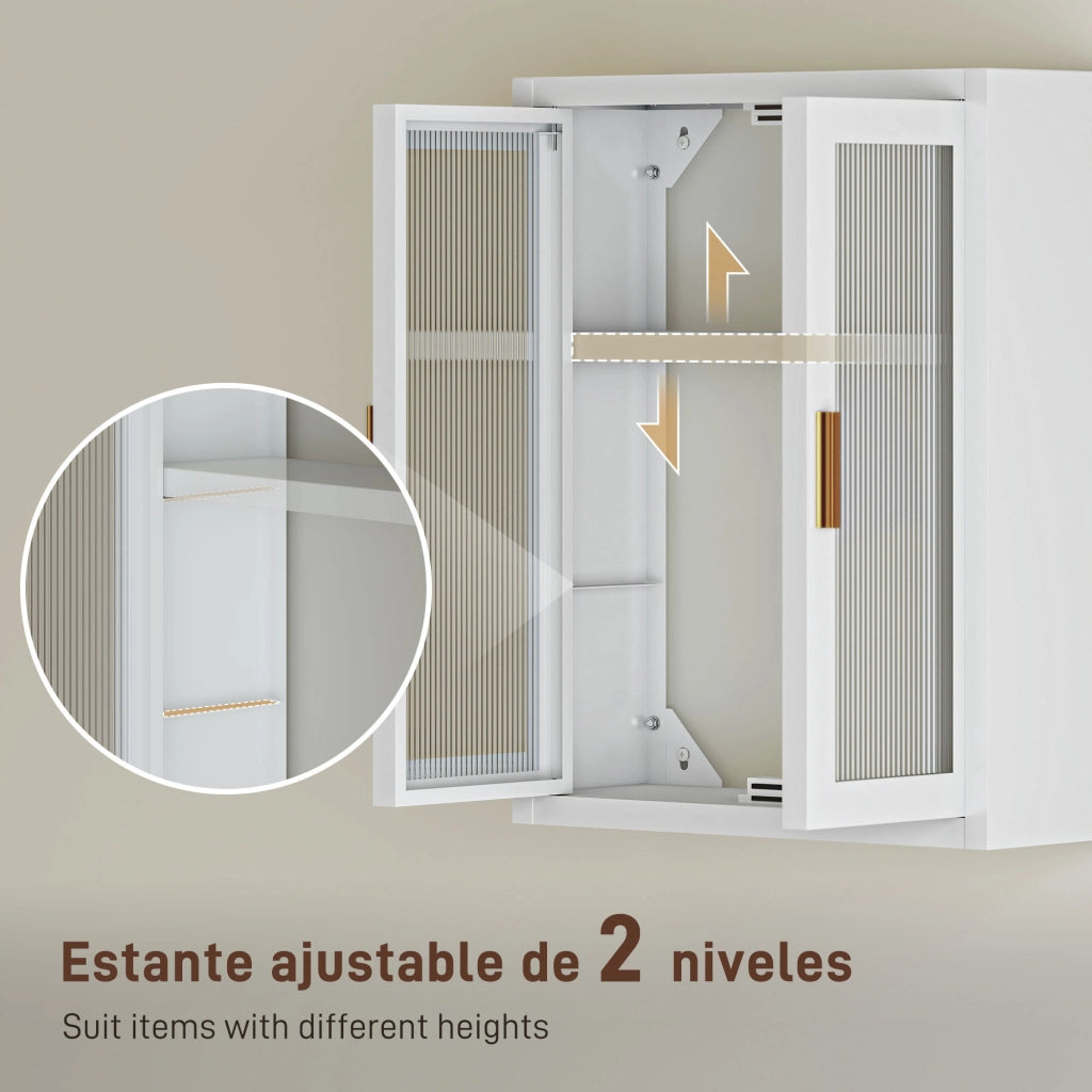 Armadietto Bagno Sospeso ¨C zephmum ¨C Bianco Acrilico con Ripiano Regolabile