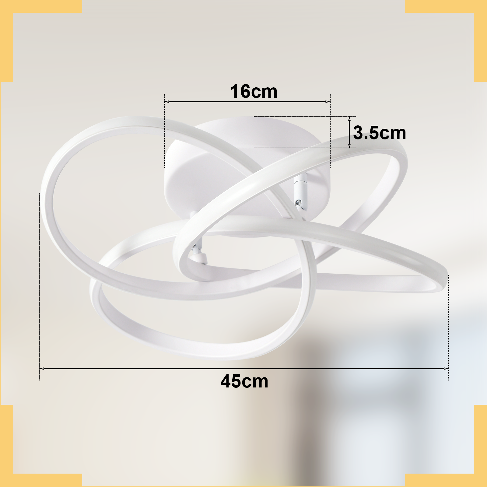 ZMH Lampada da soffitto plafoniera LED moderna 46W dimmerabile telecomando design fiore 4 petali bianco 45cm