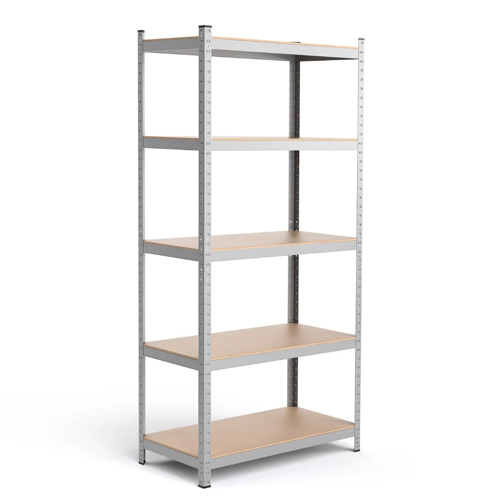 Scaffale portaoggetti 91 x 46 x 183 cm con 5 ripiani regolabili in metallo e MDF argentato 20_0020494