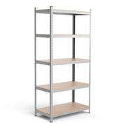 Scaffale portaoggetti 91 x 46 x 183 cm con 5 ripiani regolabili in metallo e MDF argentato 20_0020494