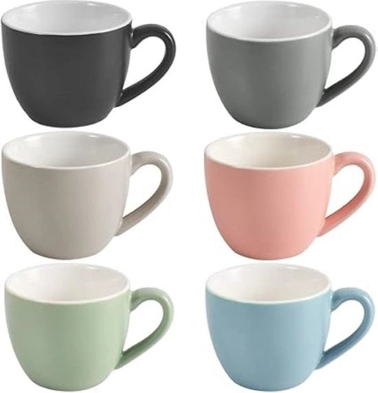 Set di tazze da caffè e tè da 6 - Tazza espresso mini 3 oz/90 ml - Piccole tazze da caffè Demitasse per espresso - Multicolore