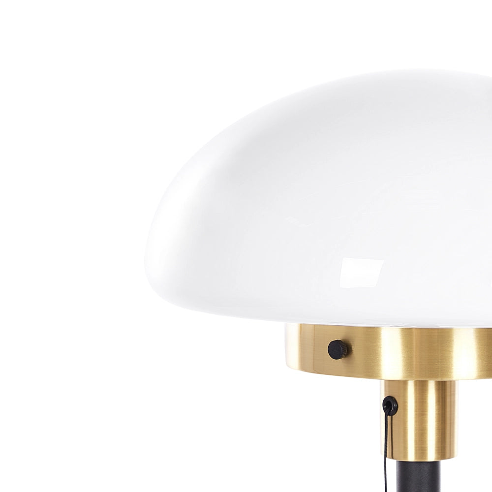 Lampada da Tavolo Nero oro Bianco Vetro Ferro 66 cm Mezza Globo Paralume Comodino Lampada da Comodino Camera da Letto Soggiorno Retro Classico