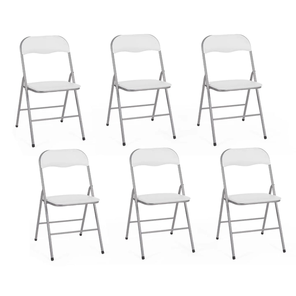 IDMarket - Set di 4 sedie pieghevoli in PU bianco KITY