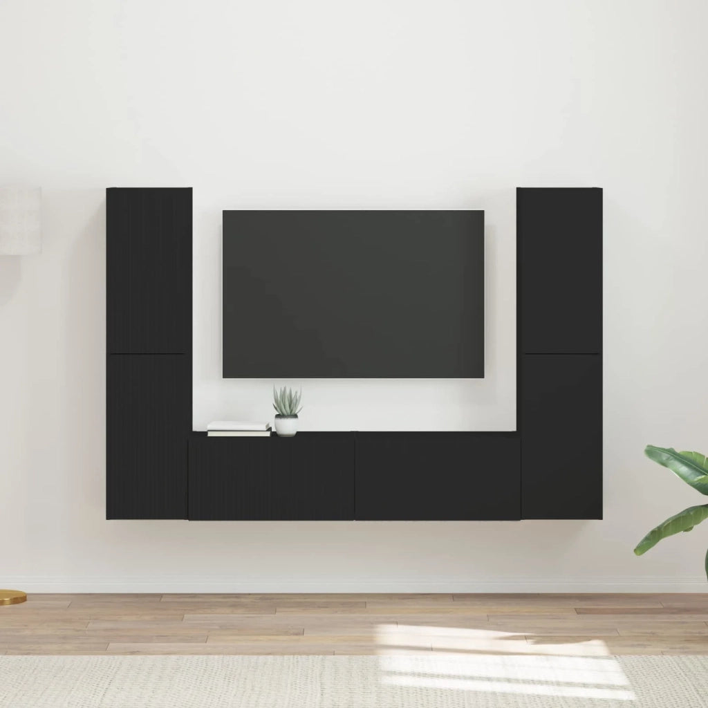 Set mobile TV 6 pcs Nero Legno multistrato