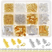 Pacchetto di 498 Stuks di Finestre per Orecchini in Metallo con Chiusura a Pistone, Catena e Anello, Ideali per Accessori di Gioielleria