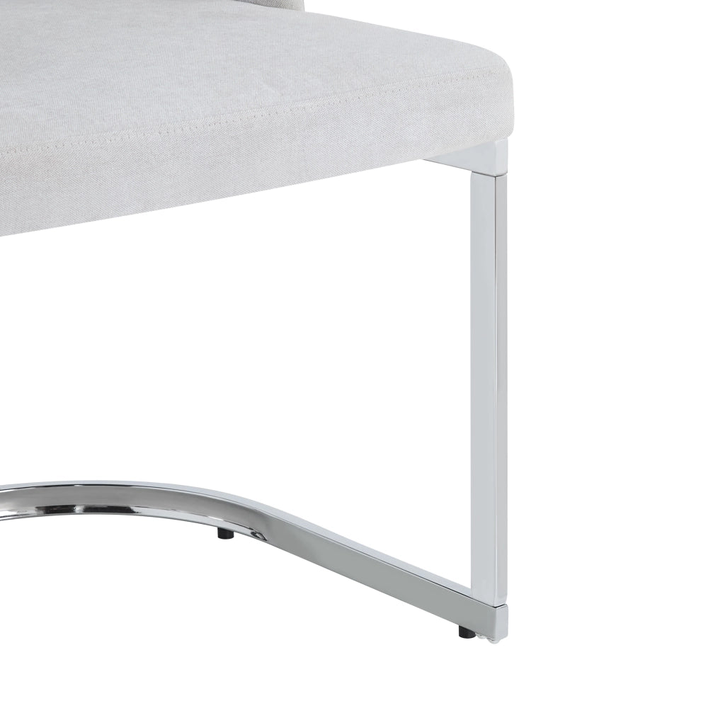 Set di 2 sedie da pranzo in Chenille grigio e metallo argentato, design moderno