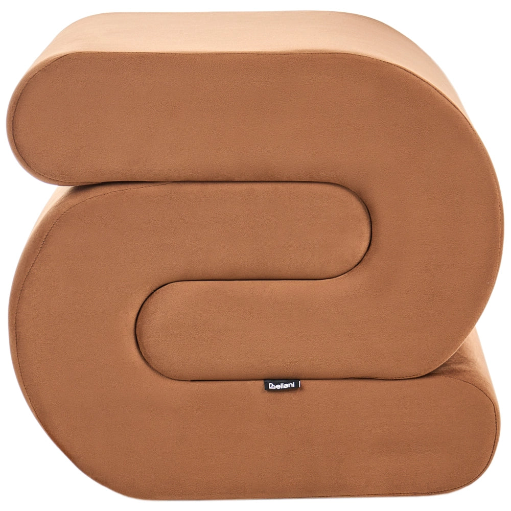 Pouf imbottito in velluto a forma di S marrone oro soggiorno stile moderno