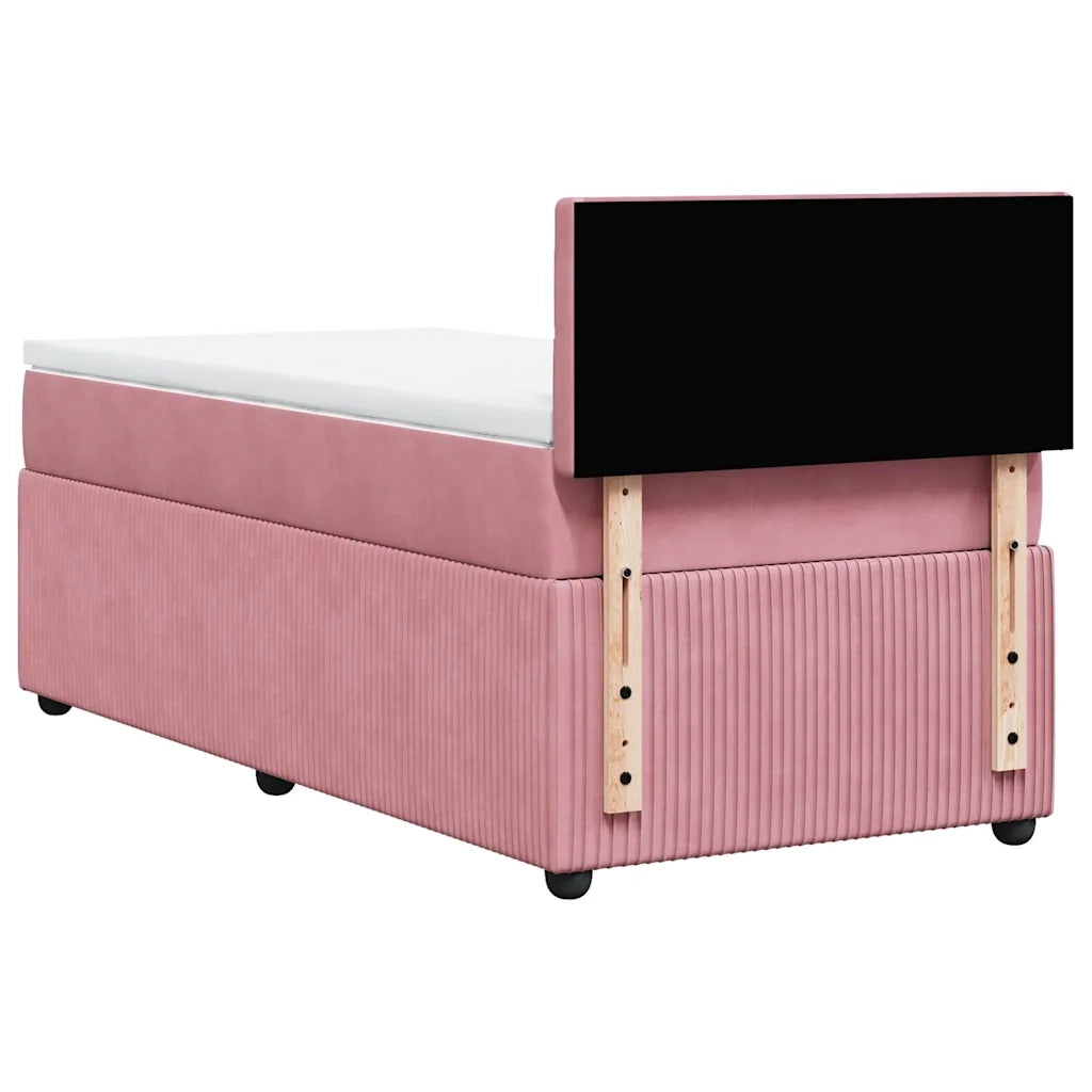 Giroletto a Molle con Materasso Rosa 90x190 cm in Velluto 3289919